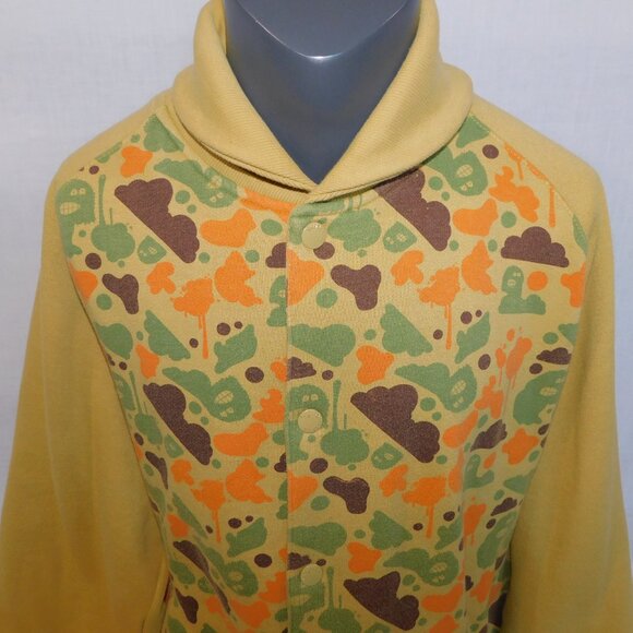 IMPERIOUS Mens XL Green Orange Brown Cartoon Blob Camo Sweatshirt jacket - Picture 2 of 11